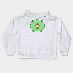 Frog with boba Kids Hoodie